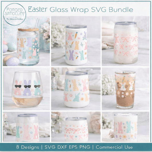 Easter 16 oz Glass Wraps SVG Bundle - 8 Designs - Commercial Use - Cricut Silhouette - Digital Download