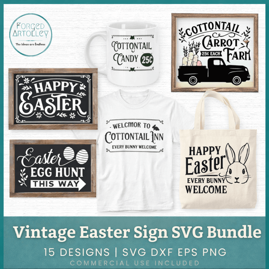 Vintage Easter Sign SVG Bundle - 15 Designs - Commercial Use - Cricut Silhouette - Digital Download