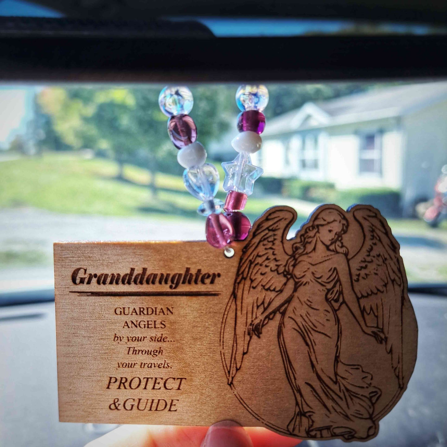 Guardian Angel GrandDaughter rear view mirror charm for safe travels