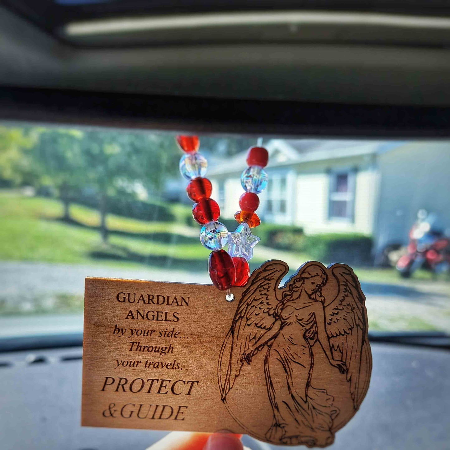 Guardian Angel rear view mirror charm for safe travels