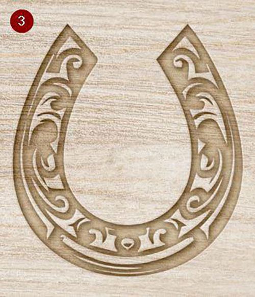 Mock up of wooden horseshoe decoration with a rustic finish on a light wood grain background