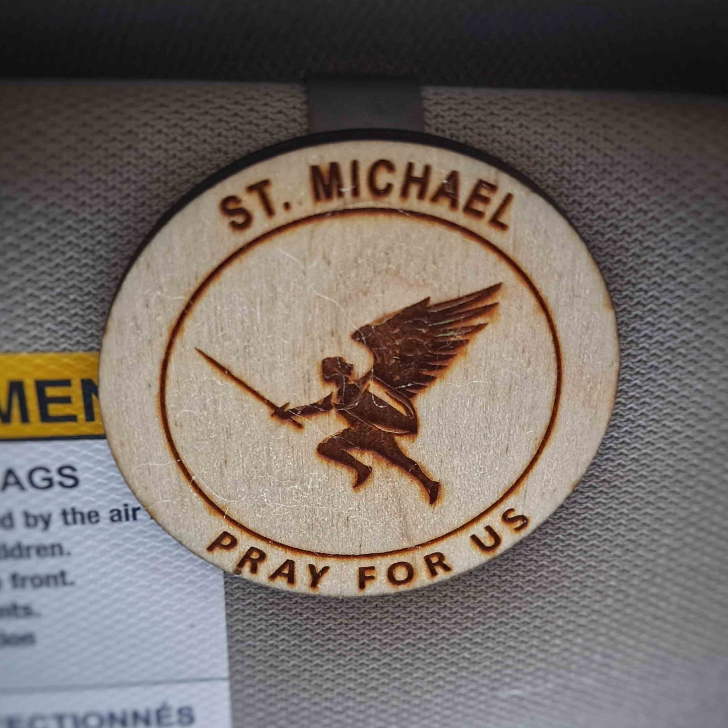 St. Michael visor clip for divine protection while driving