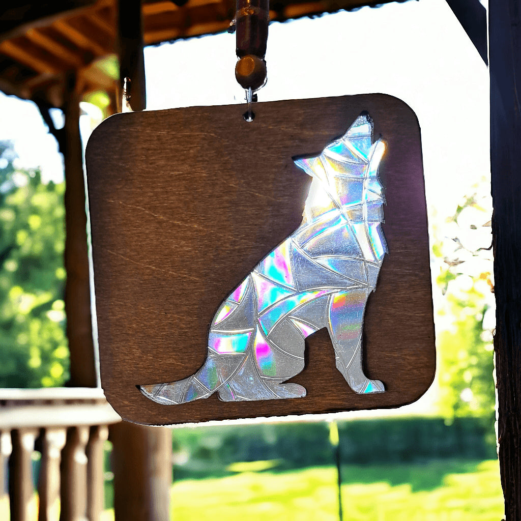 Enchanted Prism Wooden Animal Sun Catcher casting rainbow reflections