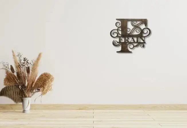 Monogram Single Layer Wood Decor in 16-inch size displayed in living room