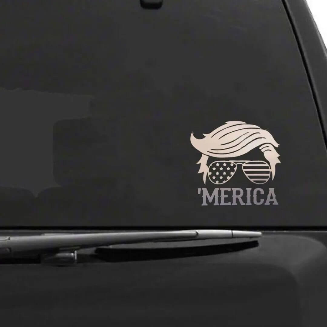 5.5-inch Patriotic Car Decal with American Flag Design