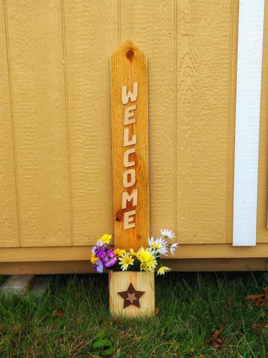 3FT Welcome Sign Planter Box - Charming outdoor decor for entryways