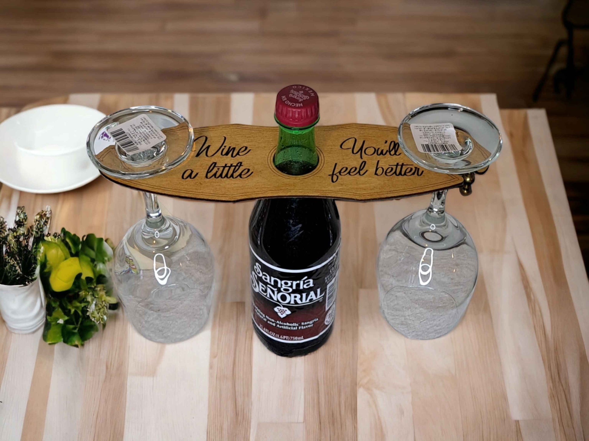 An elegant and functional wine carrier made from high-quality wood, perfect for intimate gatherings, picnics, and outdoor events, featuring a unique and stylish design that complements any setting.